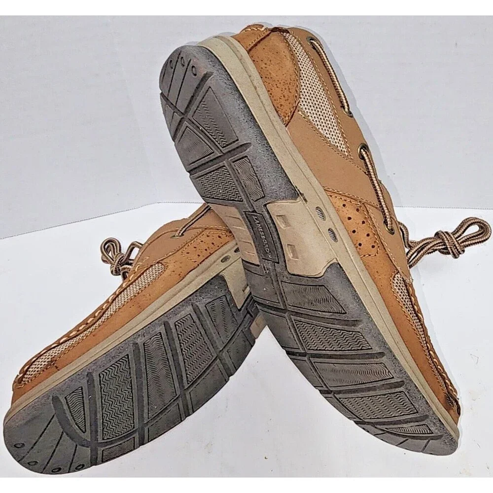 Lanesboro Mens 11M Light Brown Tan Leather Upper Boat Shoes